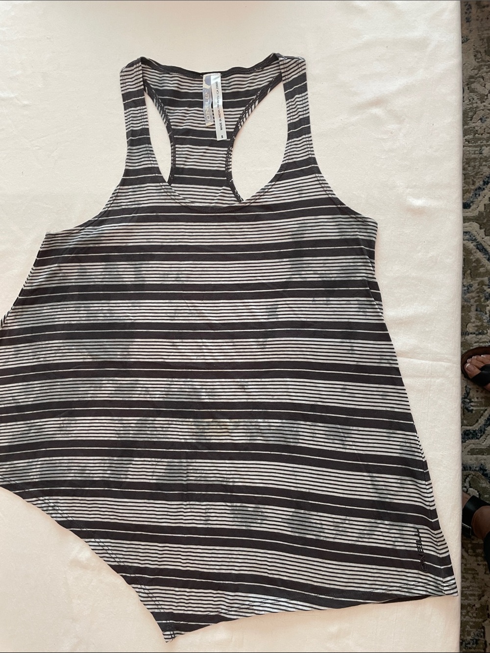 O'Neill Black and White Striped Sleeveless Top